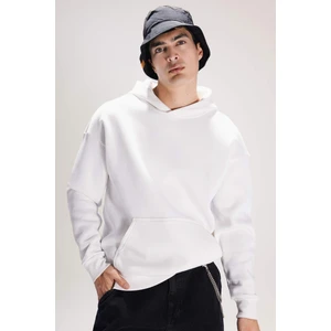 Oversize Geniş Kalıp Kapüşonlu Kanguru Cepli Basic Düz Sweatshirt A4331AX23AU