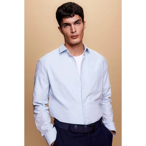 Regular Fit PoloYaka Oxford Cepli Uzun Kollu Basic Düz Gömlek A8028AX23AU