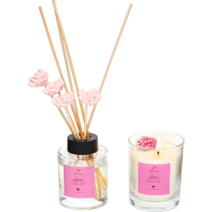 Sevgililer Günü 100 ml Rosewood Oda Kokusu ve Vegan Mum Seti