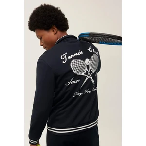 DeFactoFit Standart Fit Dik Yaka Sporcu Yarım Fermuarlı Baskılı Sweatshirt A9867AX23WN