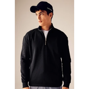 Comfort Regular Fit Rahat Kalıp Fermuarlı Dik Yaka Basic Düz Sweatshirt X7405AZ23AU