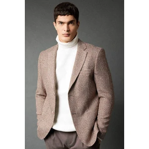 Modern Fit Ceket Yaka Desenli Düğmeli Astarlı Blazer Ceket B0070AX23WN