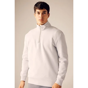 Comfort Regular Fit Rahat Kalıp Fermuarlı Dik Yaka Basic Düz Sweatshirt X7405AZ23AU