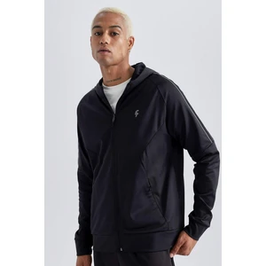 DeFactoFit Slim Fit Dar Kesim Kapüşonlu Skuba Dalgıç Kumaş Fermuarlı Sweatshirt A6950AX23AU