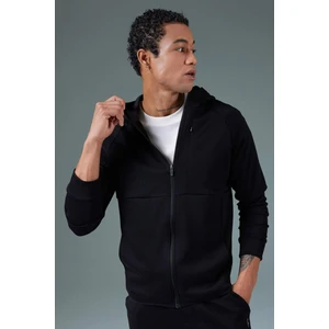 DeFactoFit Slim Fit Dar Kesim Kapüşonlu Skuba Dalgıç Kumaş Fermuarlı Sweatshirt A6956AX24SP