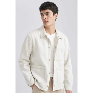 Regular Fit Polo Yaka Keten Karışımlı Düğmeli Cepli Yazlık Gömlek Ceket B4529AX24SP