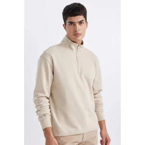 Comfort Regular Fit Rahat Kalıp Fermuarlı Dik Yaka Basic Düz Sweatshirt X7405AZ24SP