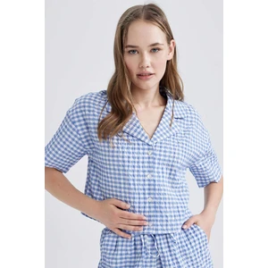 Coool Oversize Pijama Yaka Krinkıl Pötikareli Kısa Kollu Gömlek B1857AX23HS
