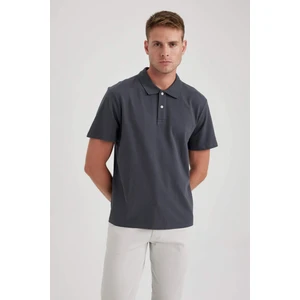 Erkek Antrasit Regular Fit Düz Kesim Polo Yaka Basic Düz %100 Pamuk Polo Tişört B0643AXNS