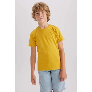 Erkek Çocuk Sarı Regular Fit Düz Kesim Bisiklet Yaka Basic Düz %100 Pamuk Kısa Kollu Tişört B0667A8NS