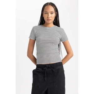 Kadın Siyah Slim Fit Dar Kesim Bisiklet Yaka Çizgili %100 Pamuk Atlet B0645AXNS
