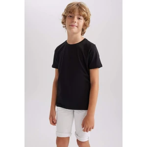 Erkek Çocuk Siyah Regular Fit Düz Kesim Bisiklet Yaka Basic Düz %100 Pamuk Kısa Kollu Tişört B0667A8NS