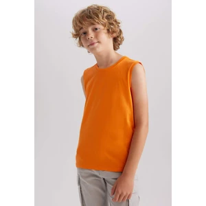 Erkek Çocuk Turuncu Standart Fit Normal Kesim Bisiklet Yaka Basic Düz %100 Pamuklu Atlet B0669A8NS