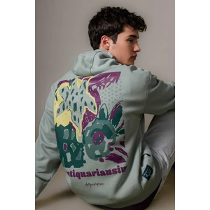 Oversize Geniş Kalıp Sırt Baskılı Kapüşonlu Cepli Sweatshirt B4753AX24SP