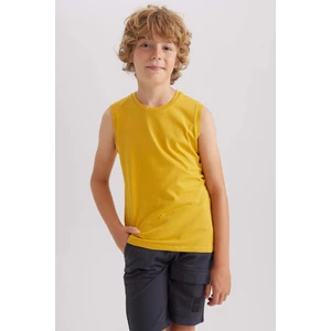 Erkek Çocuk Sarı Standart Fit Normal Kesim Bisiklet Yaka Basic Düz %100 Pamuklu Atlet B0669A8NS