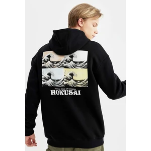 Art Hokusai Boxy Fit Kapüşonlu Sırt Baskılı Sweatshirt B0371AX23CW