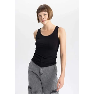 Kadın Siyah Slim Fit Dar Kesim Bisiklet Yaka Düz Basic %100 Pamuk Atlet B0652AXNS