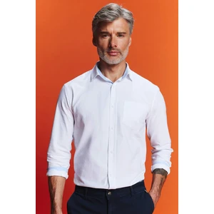 Regular Fit Oxford Basic Düz Uzun Kollu Beyaz Gömlek B1873AX23AU