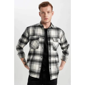 Relax Fit Waffle Kareli Pamuklu Uzun Kollu Gömlek Z0639AZ24SP