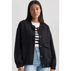 Su İtici Kolej Yaka Çıtçıtlı Cepli Basic Düz Bomber Mont Ceket B3467AX23AU