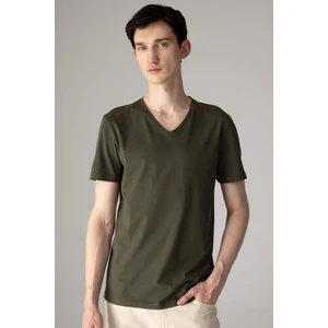 %100 Pamuk Slim Fit Dar Kesim V Yaka Basic Düz Kısa Kollu Tişört M7668AZ24SP