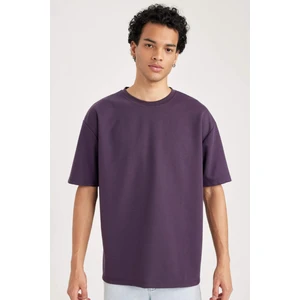 Oversize Geniş Kalıp Bisiklet Yaka Kısa Kollu Basic Düz Ağır Kumaş Tişört X3926AZ23AU