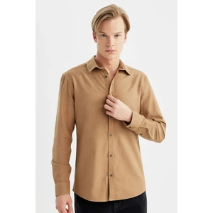 Slim Fit Dar Kesim Pamuklu Basic Düz Uzun Kollu Gömlek A4644AX24SP