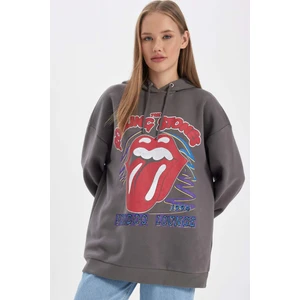 Coool Rolling Stones Oversize Geniş Kalıp Kapüşonlu Kalın Sweatshirt B3006AX23WN