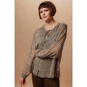 Oversize Desenli Uzun Kollu Bluz B5697AX23WN