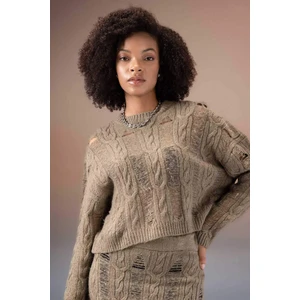 Bisiklet Yaka Ajur Triko Kazak B3692AX23WN