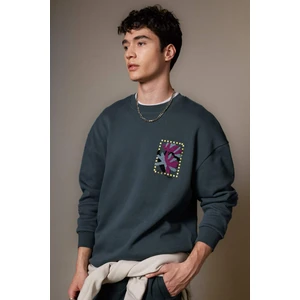 Comfort Regular Fit Rahat Kalıp Bisiklet Yaka Baskılı Sweatshirt B4754AX24SP