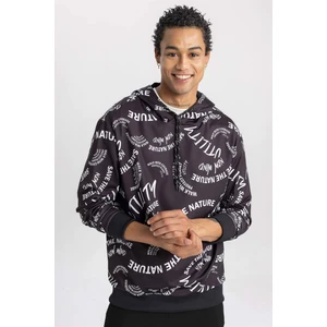 DeFactoFit Standart Fit Kapüşonlu Desenli Skuba Dalgıç Kumaş Sporcu Sweatshirt B4511AX24SP