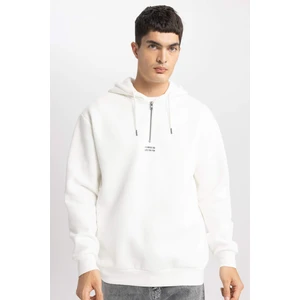 Oversize Geniş Kalıp Yarım Fermuarlı Baskılı Kapüşonlu Sweatshirt B4847AX24SP