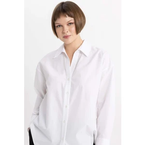 Oversize Geniş Kalıp Basic Düz Poplin Uzun Kollu Gömlek T8735AZ24SP