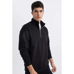 Comfort Regular Fit Rahat Kalıp Fermuarlı Dik Yaka Basic Düz Sweatshirt X7405AZ24SP
