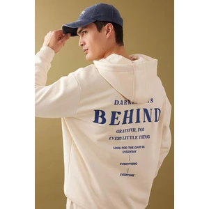 Oversize Geniş Kalıp Kapüşonlu Fermuarlı Sırt Baskılı Sweatshirt B4805AX24SP