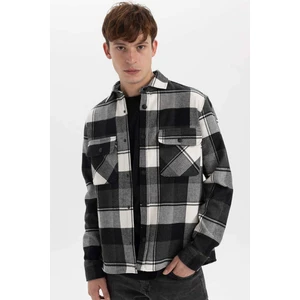 Relax Fit Polo Yaka Kareli Oduncu Flanel Pamuklu Uzun Kollu Gömlek Z0639AZ23AU