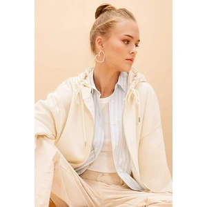 Oversize Geniş Kalıp Kapüşonlu Cepli Basic Düz Fermuarlı Sweatshirt V4233AZ24SP