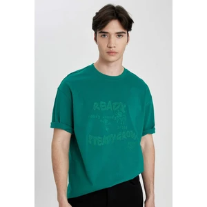%100 Pamuk Comfort Regular Fit Rahat Kalıp Bisiklet Yaka Baskılı Kısa Kollu Tişört B6380AX24SP
