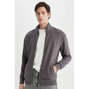 Comfort Regular Fit Rahat Kalıp Dik Yaka Cepli Basic Düz Fermuarlı Sweatshirt A5276AX24SP