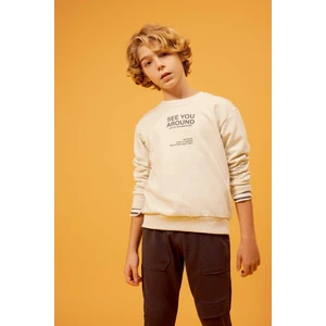 Erkek Çocuk Bisiklet Yaka Baskılı Sweatshirt B5490A823WN