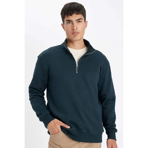 Comfort Regular Fit Rahat Kalıp Fermuarlı Dik Yaka Basic Düz Sweatshirt X7405AZ24SP