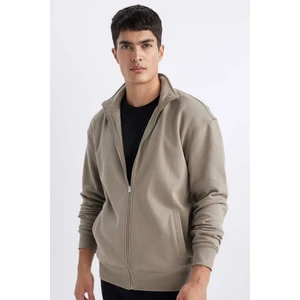 Comfort Regular Fit Rahat Kalıp Dik Yaka Cepli Basic Düz Fermuarlı Sweatshirt A5276AX24SP
