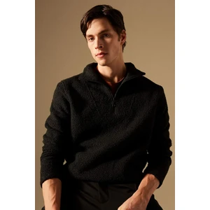 Regular Fit Dik Yaka Fermuarlı Pelüş Sweatshirt B6493AX24SP