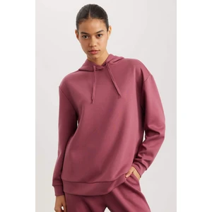 DeFactoFit Standart Fit Kapüşonlu Kemer Baskılı Skuba Dalgıç Kumaş Sporcu Basic Düz Sweatshirt B4667AX24SP