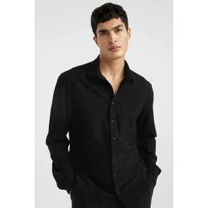 Regular Fit Polo Yaka Krinkıl Basic Düz Uzun Kollu Gömlek B6484AX24SP