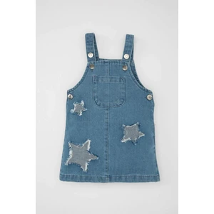 Kız Bebek Yırtık Detaylı Kolsuz Jean Elbise B8219A524SM
