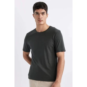 Slim Fit Dar Kesim Bisiklet Yaka Modal Karışımlı Pamuklu Basic Düz Kısa Kollu Tişört M6606AZ24SP
