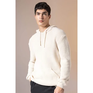 Relax Fit Kapüşonlu Basic Düz Triko Kazak B8409AX23WN