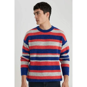 Standart Fit Çizgili Bisiklet Yaka Triko Kazak B8775AX23CW